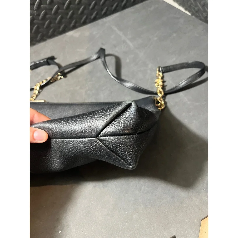 Michael‎ Kors Crossbody Bag Womens OS Black Pebble Leather Gold Chain Strap